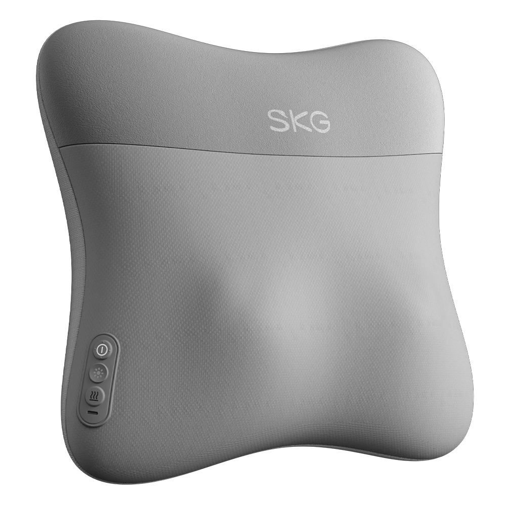 หมอนนวดไฟฟ้า SKG VS500 แบบไร้สาย 20 หัวนวด ประคบร้อน 2 ด้าน สีเทา_0